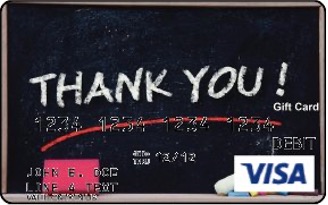 Visa® gift card with a chalkboard Thank You message design